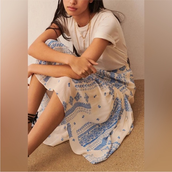 NWT Madison d’Amelie Blue & Cream Two Piece Top & Skirt Set - Picture 8 of 9